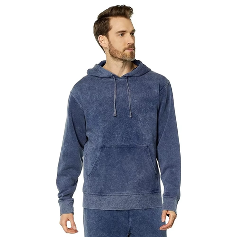 Acid Wash 100% Cotton Fleece Pullover Hoodie