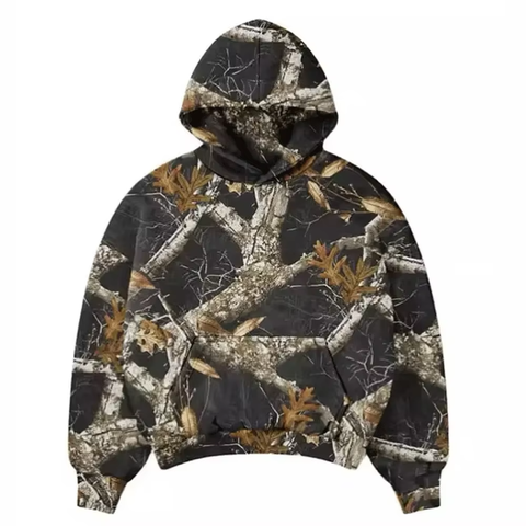 Streetwear Acid Wash Hoodie Men Allover Puff