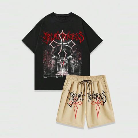 Summer Woven Oversized T Shirt Shorts Set