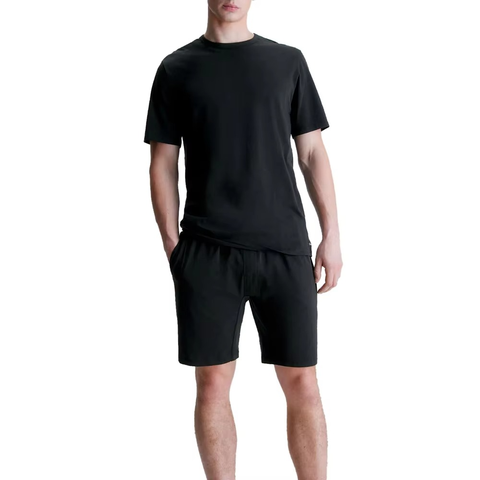 T Shirt Shorts Set Black Cotton Basic