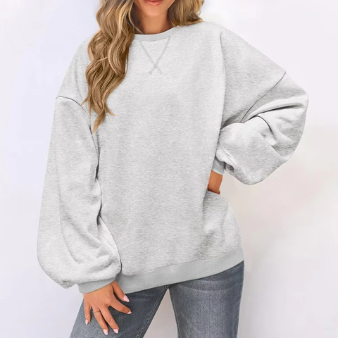 Fashion Womens Crewneck Sweatshirt Oversized Streetwear Cotton