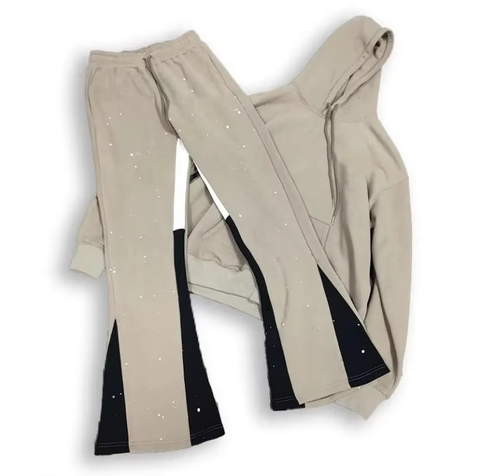 High Hooded Unisex Cotton Flared Men Tracksuit