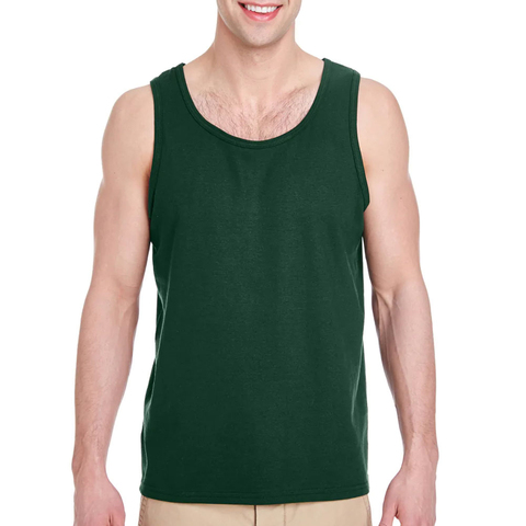 Men's Solid Forest Green Cotton Tank Top