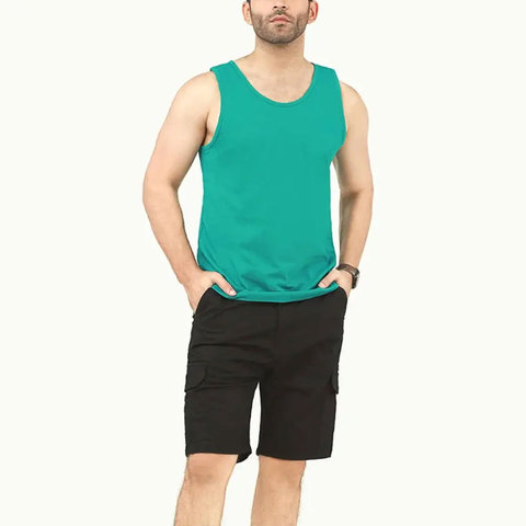 Men's Blank Tank Top Teal Green Cotton