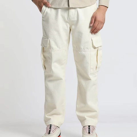 Mens Casual Cargo Pants 100% Cotton Lightweight
