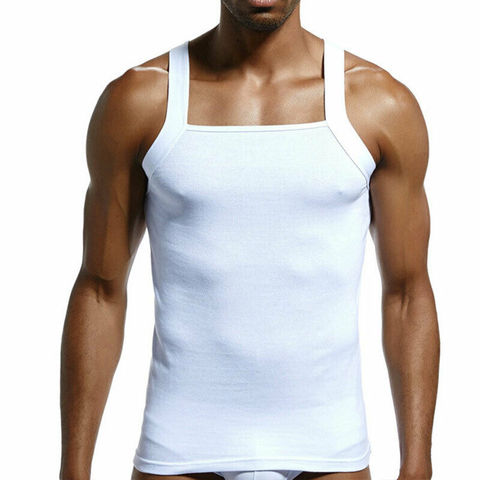 Mens Cotton Tank Top Undershirt Workout Shirt