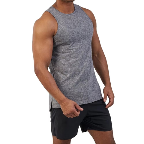 Mens Blank Gym Tank Top Grey Heather