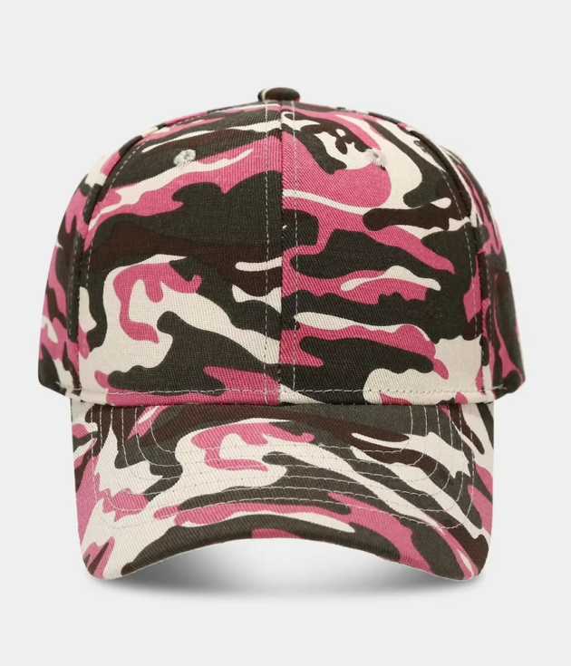 Camo Print Baseball Snapback Cap Pink Breathable