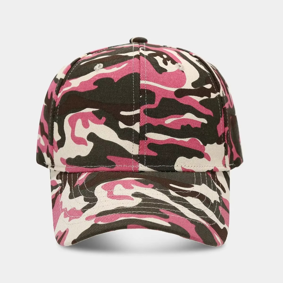 Camo Print Baseball Snapback Cap Pink Breathable