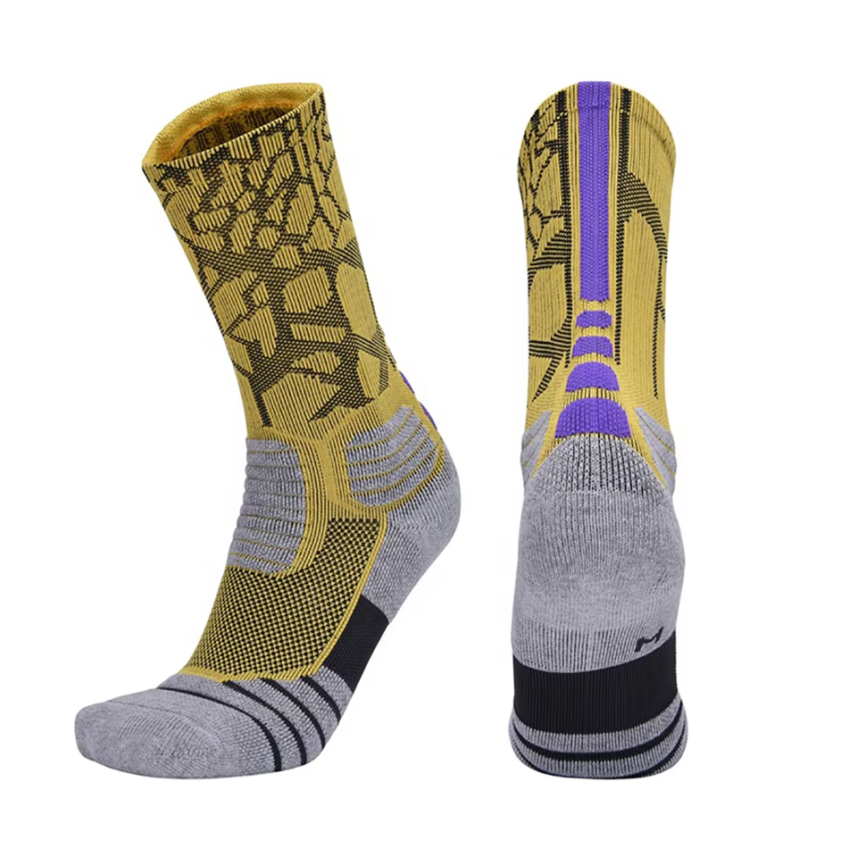 Athletic Crew Socks Red Gray Solid Spandex - Image 4
