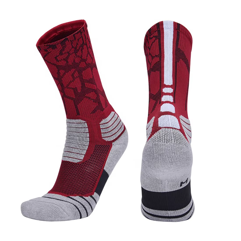 Athletic Crew Socks Red Gray Solid Spandex - Image 5