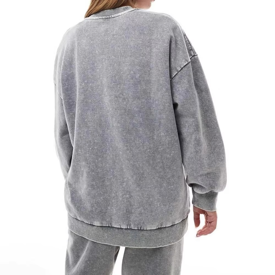 Women Oversized Sweatshirt Crewneck Acid Wash Hoodie - Image 5