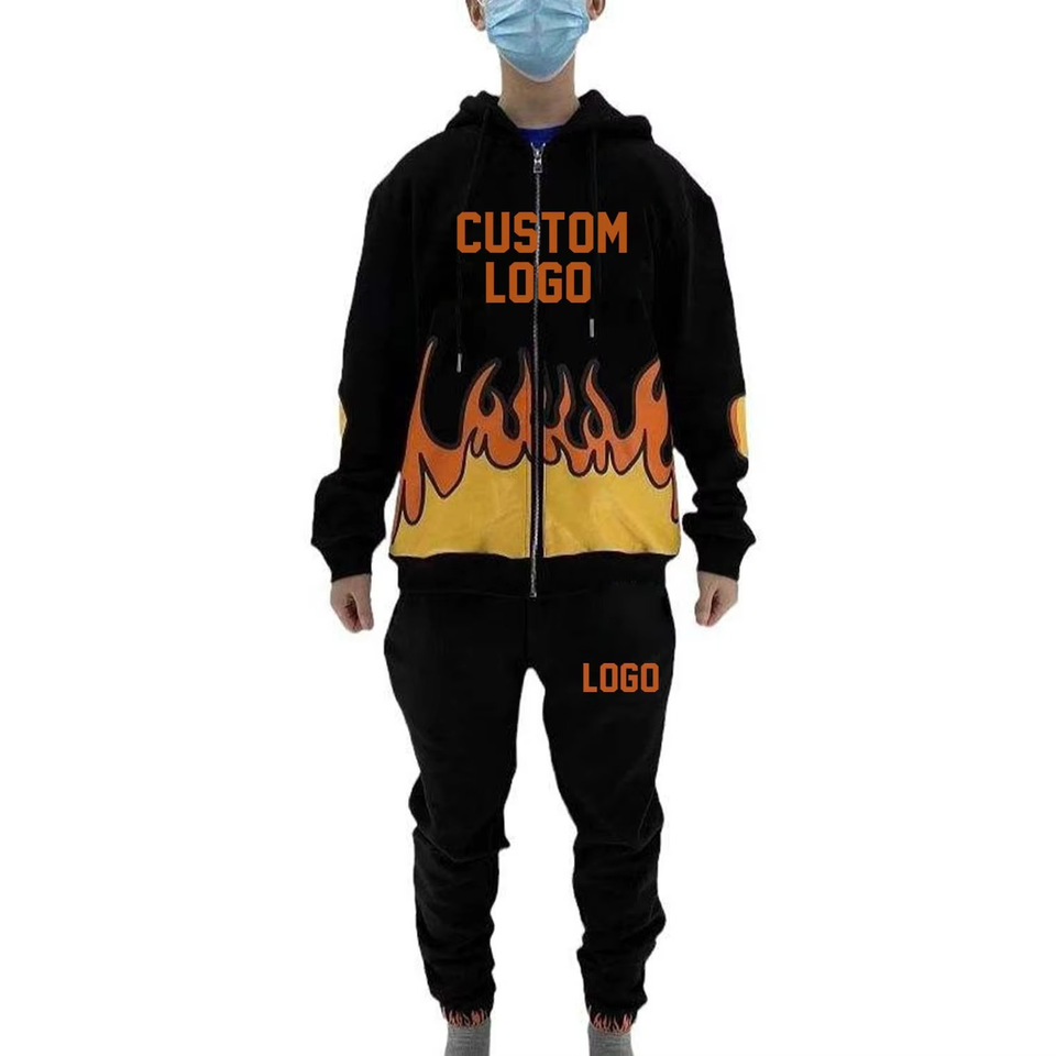 Hooded Winter Lightweight Logo Printed Men's Tracksuits - Image 5