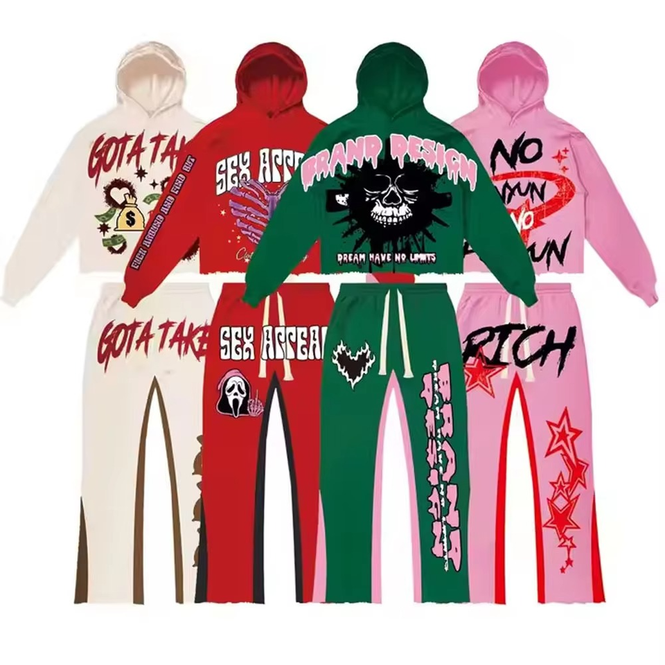 100% Cotton Men's Casual Sweat Suit Rhinestones - Image 4