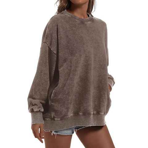 Women Fleece Sweatshirt Oversized Hoodie Acid Wash