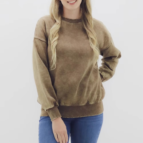 Women Streetwear Sweatshirt Oversized Acid Wash Hoodie