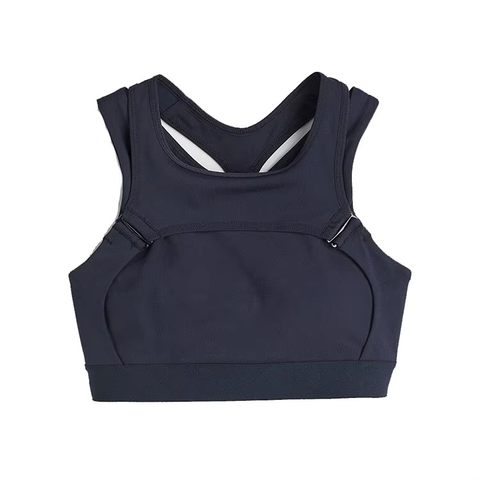 Black Sports Bra Women Racerback Adjustable Side