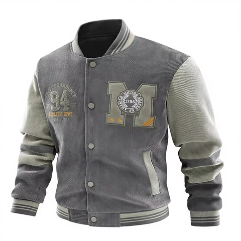 Classic Varsity Jacket Wool Body Leather Sleeves
