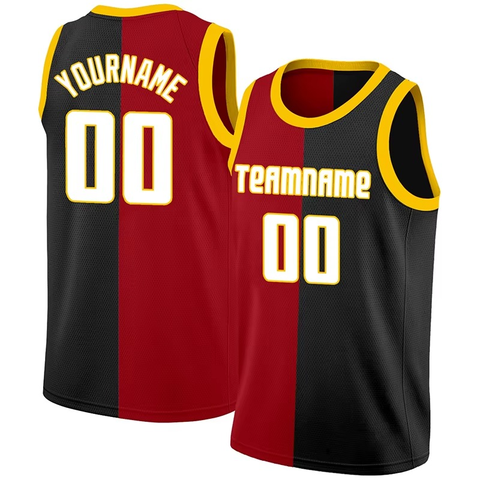 Basketball Jersey Split Color Red Black Gold