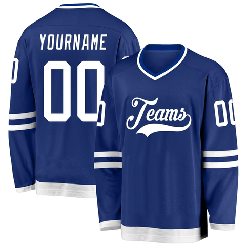 Men's Blue Ice Hockey Jersey V Neck