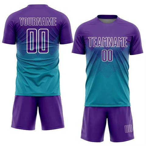 Men's Soccer Jersey Set Teal Football Uniform