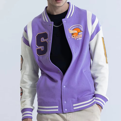 Purple White Varsity Jacket Chenille Letter Patch