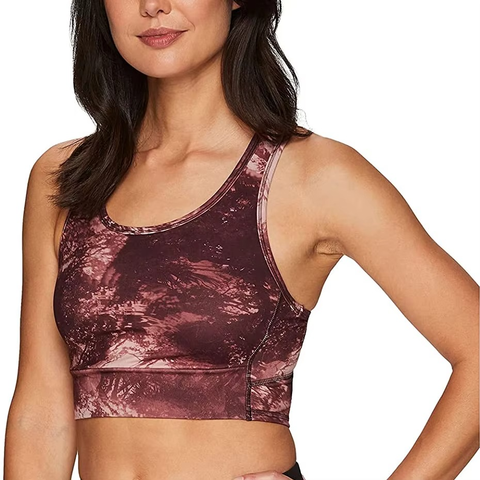 Womens Printed Longline Sports Bra High Support