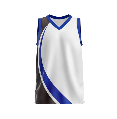 Men's Sleeveless Basketball Jersey White Blue Gray