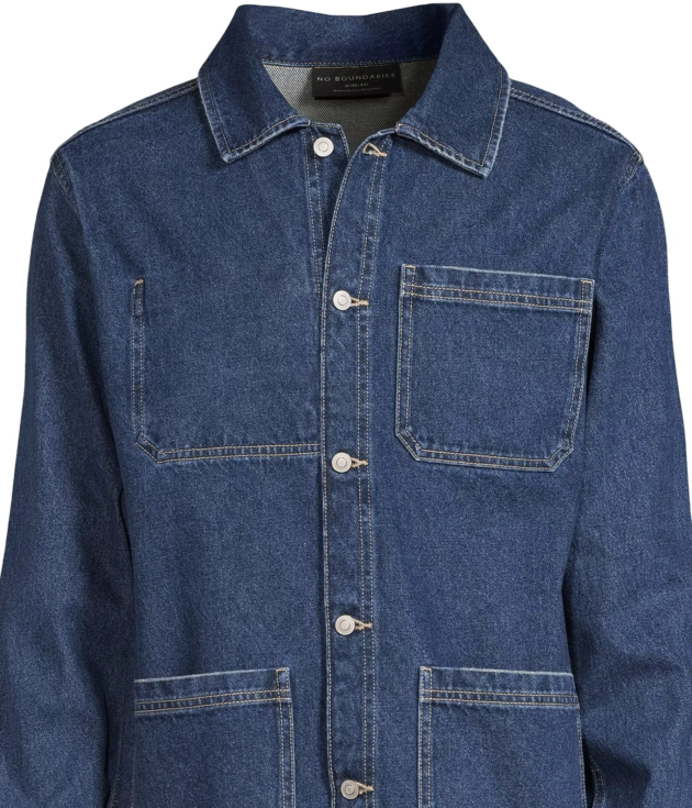 Mens Dark Blue Denim Shirt Jacket Chore