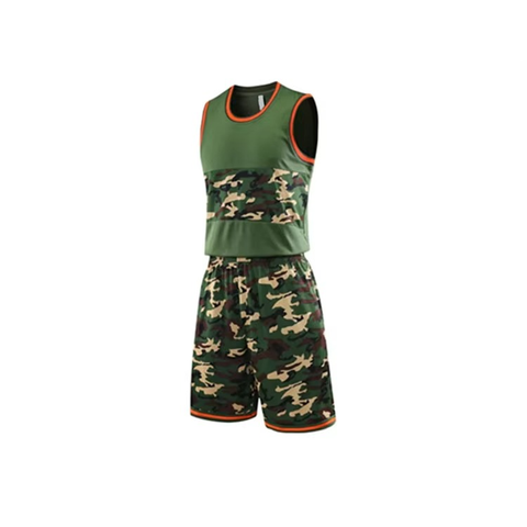 Rugged Army Basketball Uniform Set Sublimated Sleeveless