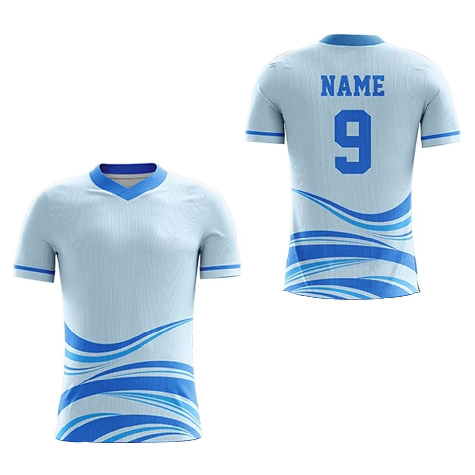 Soccer Jersey Set White Blue Player Name - Image 5