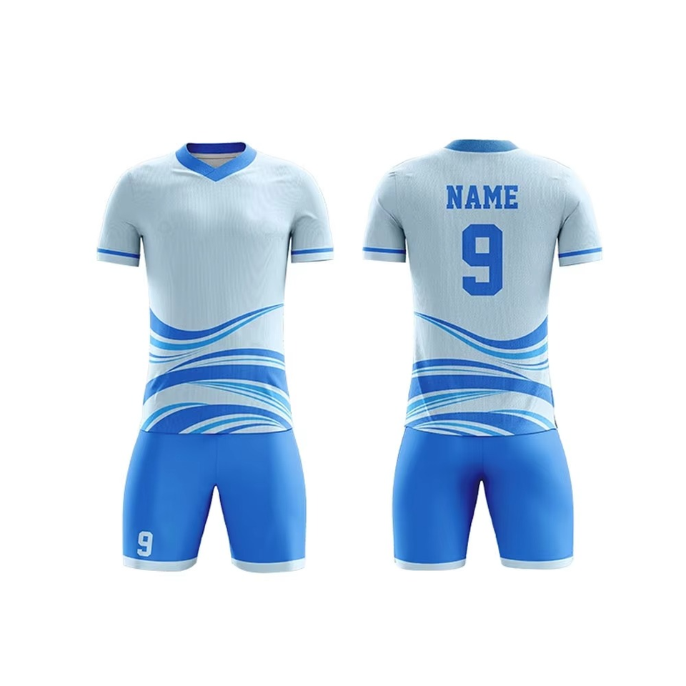 Soccer Jersey Set White Blue Player Name - Image 2