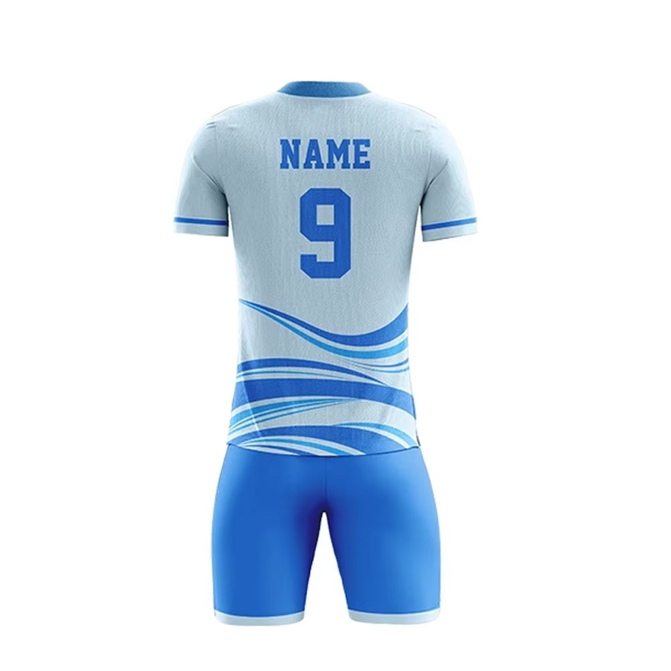 Soccer Jersey Set White Blue Player Name - Image 3