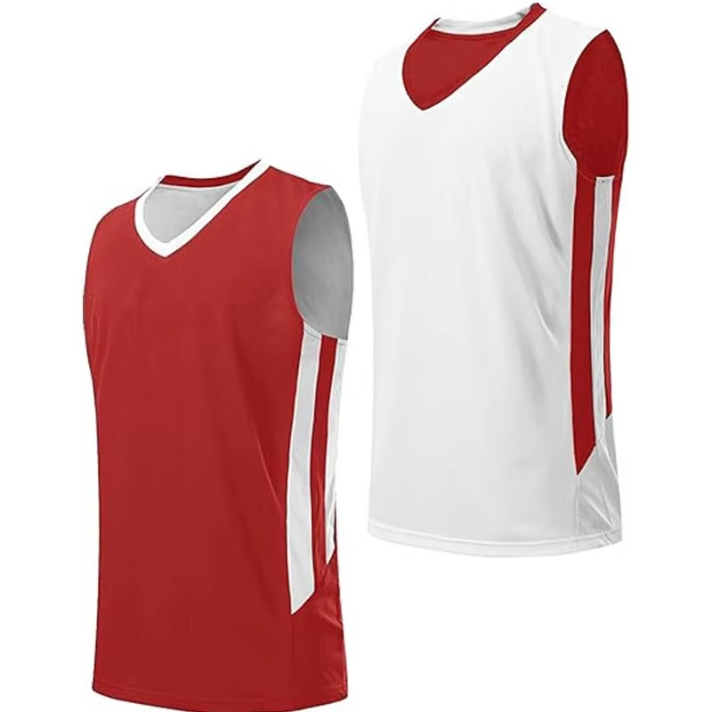 Unisex V Neck Sleeveless Basketball Jersey White - Image 5