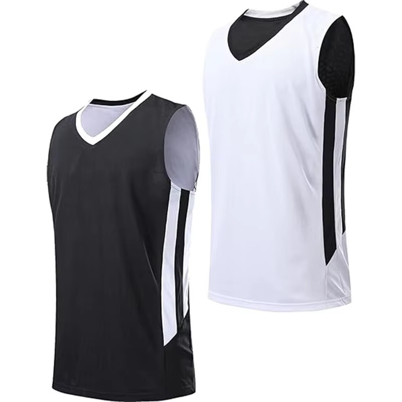 Unisex V Neck Sleeveless Basketball Jersey White - Image 3