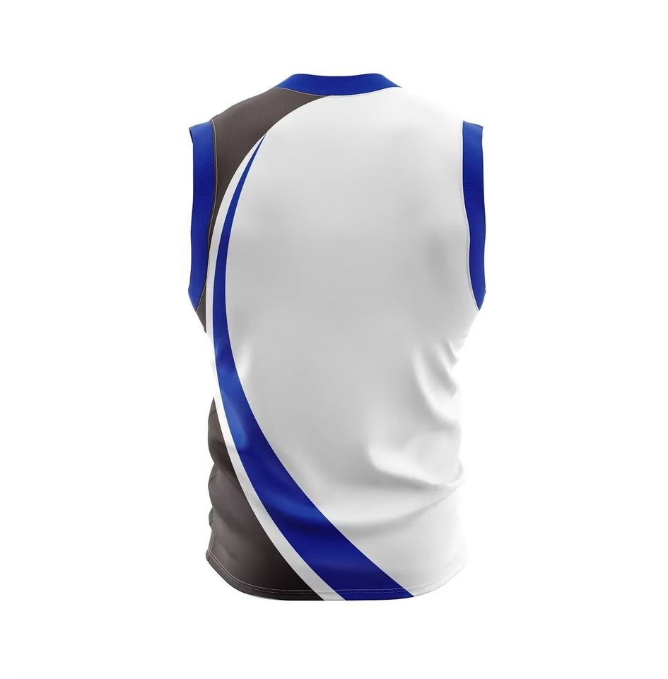 Men's Sleeveless Basketball Jersey White Blue Gray - Image 3