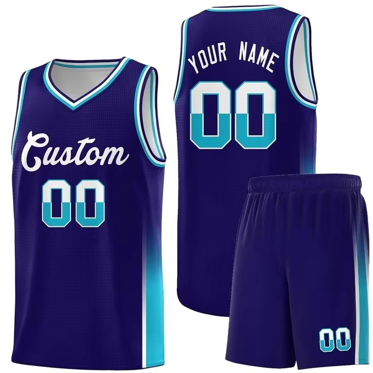 Basketball Jersey Cream Pinstripe Sky Blue Trim - Image 5