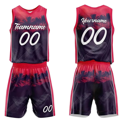 Sunset Palm Tree Basketball Uniform Set Sublimated