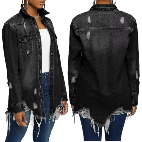 Women's 3d Pattern Vintage Style Denim Shirt