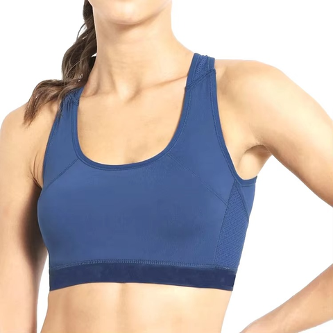 Women's Racerback Sports Bra Navy Blue Mesh