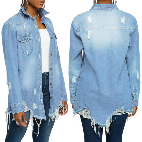 Women's Stylish Black Denim Jacket 3d Pattern